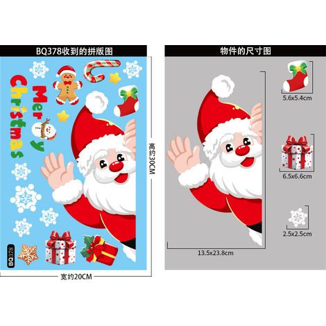 Autocollants Père Noël, décorations de Noël à exporter, autocollants pour portes vitrées, autocollants statiques rennes et bonhommes de neige, autocollants flocons de neige blancs pour fenêtres