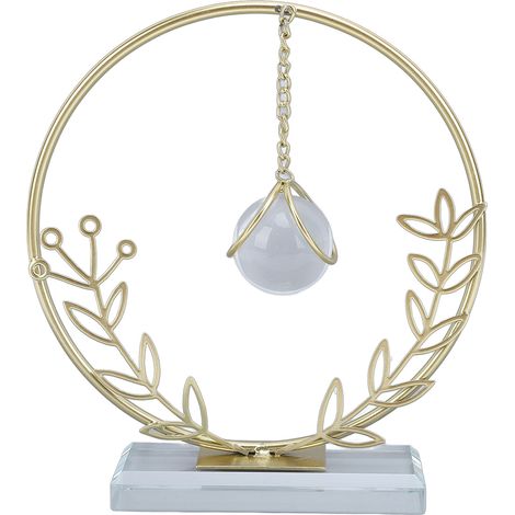 Boule décorative en métal et cristal, ornée d'une boule de cristal artisanale en fer soudé à la main, ronde, idéale pour le bureau ou la maison. (1/5)