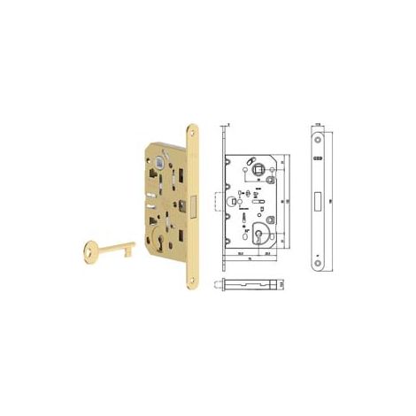 SERRATURA PATENT DA INFILARE POLARIS 2XT MAGNETICA B.TONDO OTTONATO- - mm.50 (B06101.50.03) - 1 pezzi AGB