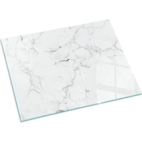 Plaque Rectangulaire en verre trempé sous cheminée et poêle protection sol parquet Motif marbré avec veines 80x60 cm (1/5)