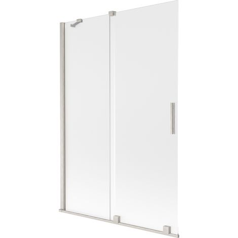 Mexen Velar Duschabtrennung 2-flügelig, 120 x 150 cm, Mattglas, gebürsteter Nickel - 896-120-000-31-97 (1/2)