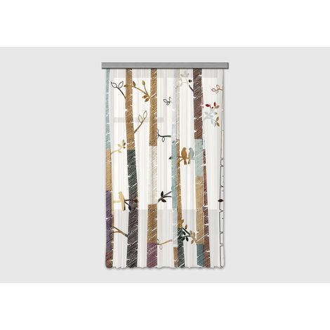 Voilage foret et oiseaux - 1 pièce - L 140 cm x H 245 cm (1/5)