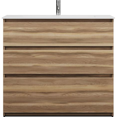 burgbad Lin20 Lavabo bajo para lavabo blanco brillante con mueble