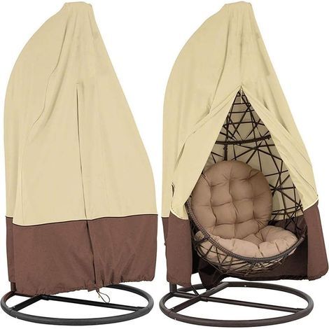 Housse de Fauteuil Suspendu Jardin Rotin Osier Fauteuil Suspendu Imperméable Housse,Housse de Protection pour ufs Chaise,Housse Fauteuil à Bascule Résistant à eau et Poussière (Beige,190 x 115 cm) GRO (1/5)