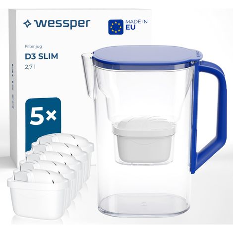 Carafe filtrante porte de réfrigérateur 2,7l, de 6 filtre - Bleu (1/2)