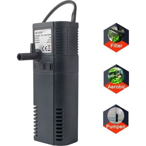 Innenfilter für 300-Liter-Aquarien mit Pumpe und Sprühdüse, 300 l/h, 2 W (1/4)