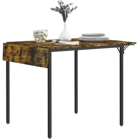 Table de salle à manger industrielle extensible avec 2 rabats pour 2 à 4 personnes, design moderne et pratique (1/5)