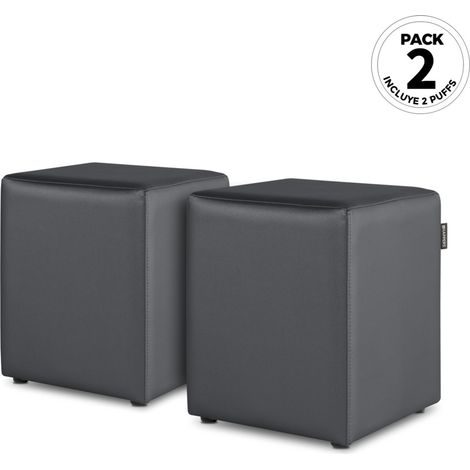 Puff Cubo Polipiel Gris PACK 2 UNIDADES Gris