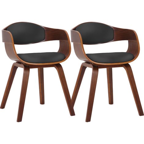 Set di 2 sedie Kingston in finta pelle Noce/nero