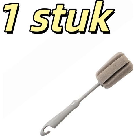 Short-handled sponge brush for home and kitchen cleaning, 23.5 x 3.5 x 4 cm, grey (1/5)