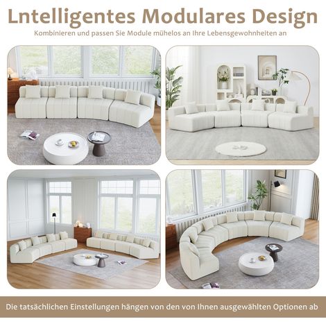 Módulo de sofá curvo de chenilla con 2 cojines, módulo de sofá semicircular, simétrico y curvo para dormitorio, sala de estar u oficina (para relajarse o tomar una siesta). (1/5)