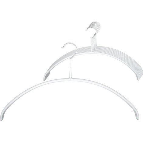 Cintres, Economic P, Lot de 10, Gain de Place, Arrondi, idéal pour Les T-Shirts et Les Pull-Overs, Crochets Rotatifs à 360°, Revêtement Antidérapant, 40 cm, Blanc (1/5)