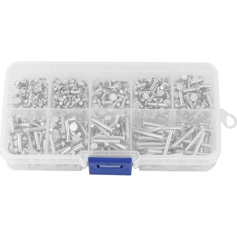 [Kit Rivets] Rivets Plein Aluminium Tête Plate M2.5 Kit 450pcs Longueurs 3mm à 20mm (1/5)