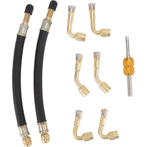 Adaptateur de valve de pneu d'extension flexible avec 45 degrés 90 degrés 135 degrés extension de tige de valve de pneu pour voiture camion camping-car remorque RV-Crezuo