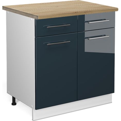 Mobiletto base per cucina Fame-Line, Blu scuro lucido, 80 cm , PL Rovere, Vicco