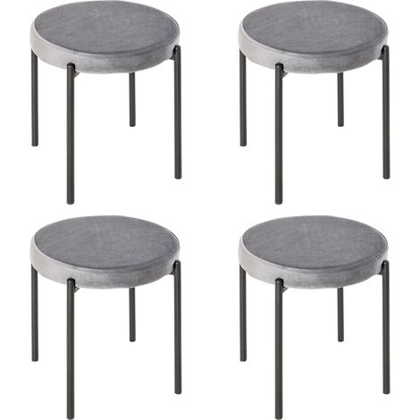 Set mit 4 stapelbaren Küchenhockern, gepolstert, Samtoptik, dunkelgrau, 41,5x41,5x46 cm (1/5)