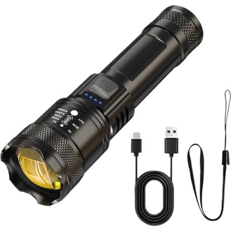 Lampe torche rechargeable LED, lampe torche à haut rendement lumineux, lampe torche portable - mode lampe torche étanche 250 000 heures.