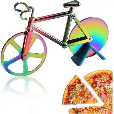 Bike Pizza Cutter, Bike Non-Stick Pizza Cutter with Stand, Super Sharp Blades, Suitable for Cutting Pizza (1/5)