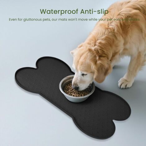 FENOPLASTICATapis antidérapant en silicone pour gamelle de chien - convient aux chiens de petite et moyenne taille - 1 pièce, noir, 65 x 33 cm (1/4)