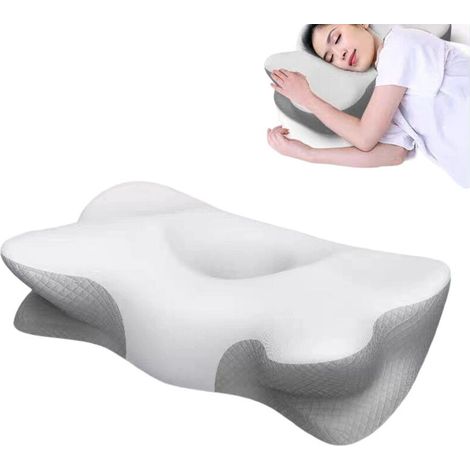 Oreiller cervical en mousse à mémoire de forme en forme de papillon, 603513cm, ergonomique et résistant, pour dormir sur le côté, blanc. (1/5)
