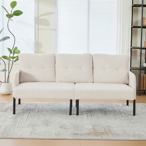 Canapé 171x72x80 cm - velours côtelé - mobilier de salon - assise confortable - design contemporain - design moderne - beige (1/5)