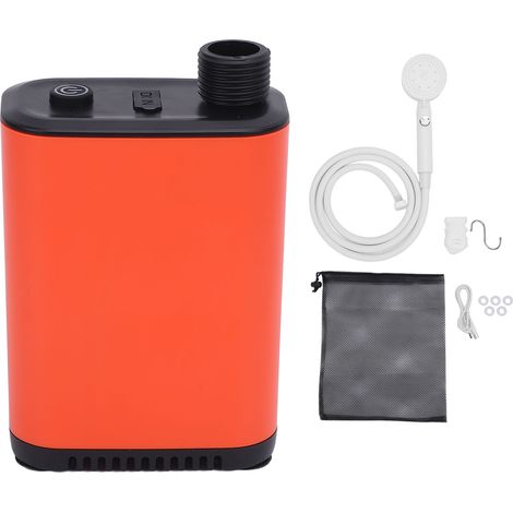 Ensemble de douche portable avec pompe rechargeable 2600 mAh, étanche, pour le camping, la randonnée, la plage et les activités de plein air. (1/5)