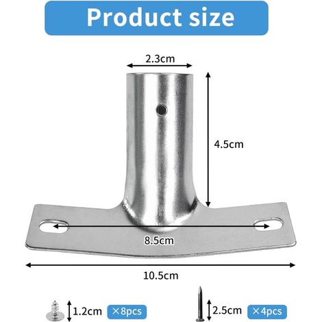 Set mit 4 Metallgriffhalterungen für 23-mm-Besenstiele inklusive 12 Schrauben. Metallgriffhalterung für Besenstiele. Griffhalterung für Werkzeugstiele. (1/5)