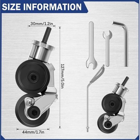 Grignoteuse de Tôle, Coupe-plaque de Perceuse Électrique Coupe-grignoteuse Tôle à Double Tête pour Couper de Fer, Acier, Cuivre, Aluminium (Convient pour perceuse au lithium 12V/21V) (1/4)