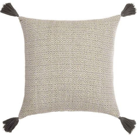 Coussin Déco à Pompons "Manolo" 45x45cm Naturel (1/5)