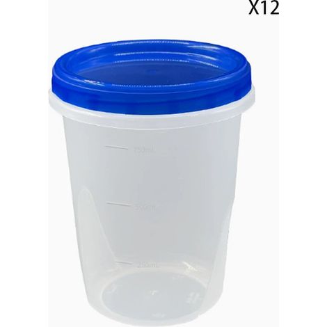 Kunststofftopf mit Visser-Kugel, Lot 12 runde Behälter für Lebensmittelaufbewahrung, BPA-frei, Empfängersuppe, Zubereitung von Zubereitungen und Zubereitung (1/5)