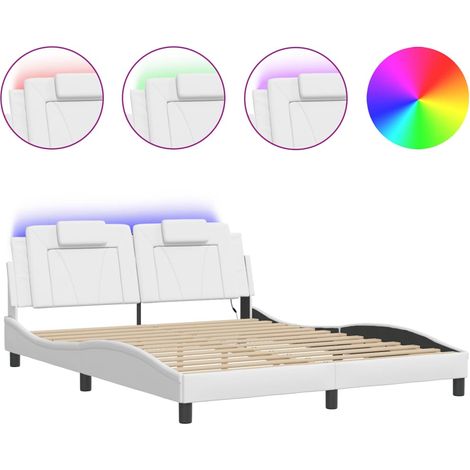 Maison Exclusive - Cadre de lit Viana avec LED sans matelas blanc 160x200 cm (1/5)