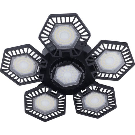 Lampada LED pieghevole – 80W bianco freddo – 4 pale – angolo regolabile – garage / centro commerciale / fabbrica / officina