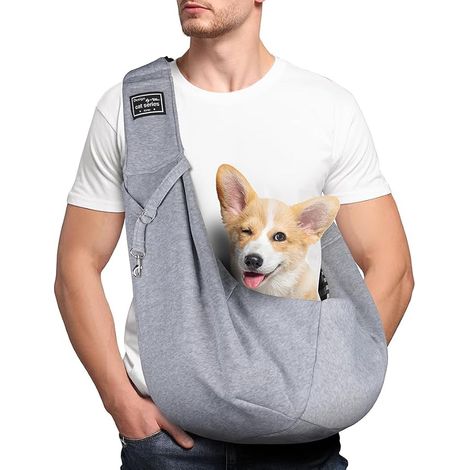 Dog Cat Carrier Bag, Adjustable Shoulder Bag for Pet, for Medium Dogs/Cats up to 7.5 kg for Dogs and Cats Outdoor Travel (Grey) (1/3)