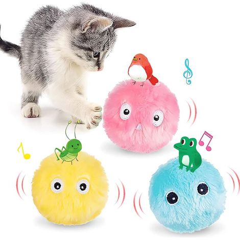 3er-Set interaktive Katzenbälle mit Geräuschen, Plüsch-Kätzchenspielzeug, Katzenspielzeug mit realistischen Tiergeräuschen für den Innenbereich, Kätzchenwelpe (1/5)
