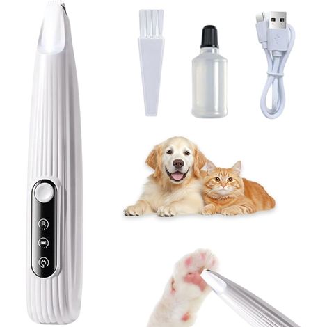 Coupe-ongles électrique pour animaux de compagnie, rechargeable, silencieux, étanche, avec lumière LED pour les yeux, les oreilles et le visage.-AquaForge (1/5)