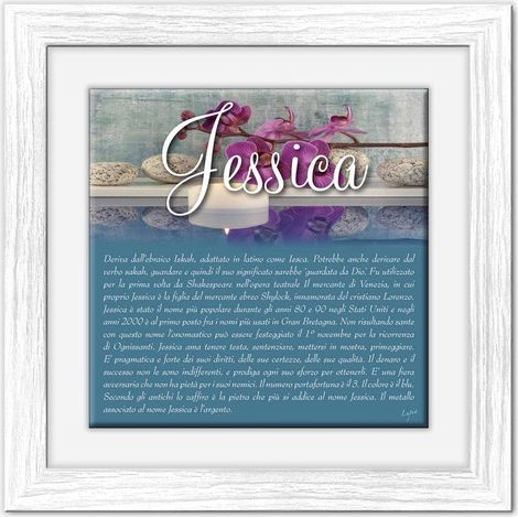 Lupia - Quadro mattonella Ceramica Modern White 29x29 cm con significato del nome Jessica (1/4)