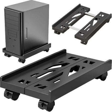 [JAMAIS UTILISÉ] Support PC sous Bureau: Support D'unité Centrale Mobile avec Roues Verrouillables, Antidérapantes Support Tour PC Taille Réglable (1/4)