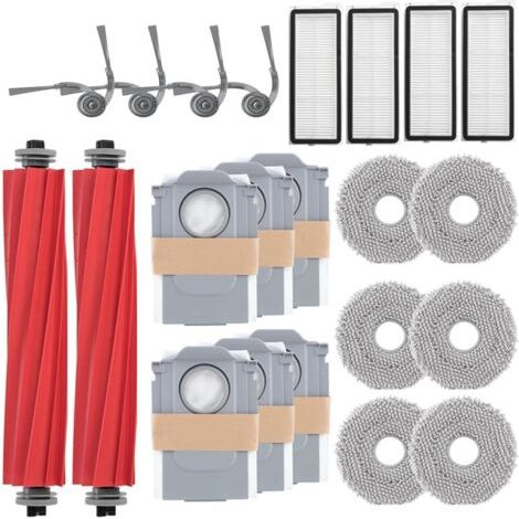 Accessoires de rechange pour robot aspirateur Roborock Qrevo Serie - QV 35A, QV 35S, QR 598, QR 798, 2 brosses principales, 4 brosses latérales, 4 filtres HEPA, 6 chiffons de nettoyage, 6 (1/5)