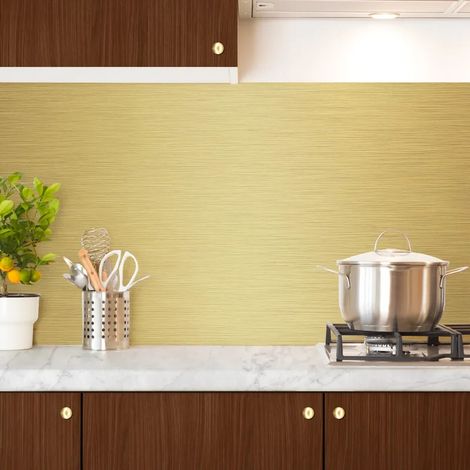 Crédence cuisine en aluminium - effet industriel doré - 240x50 cm (en 2 bandeaux) (1/5)