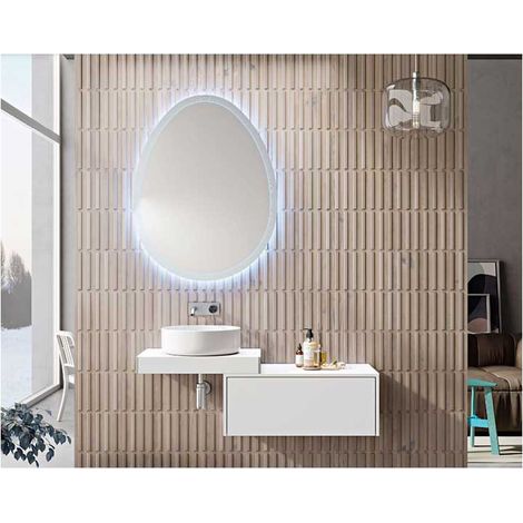 Mobile Bagno Tavolone90 cmBianco Opaco Staffe Incluse (1/5)
