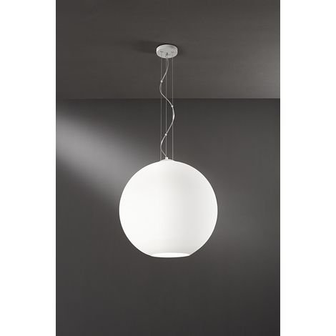 Suspension En Verre Blanc Satiné, Structure En Métal, Diamètre 50 Cm, 3Xe27, Style Moderne Et Élégant Pour Tout Intérieur - Perenz Éclairage (1/2)