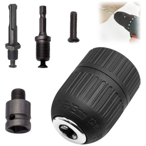 Lot de 5 Mandrin Perceuse pour Mandrin Sans Clé, Tariere sds, Adaptateur de Visseuse à Percussion,pour Outil Multifonction Rotatif