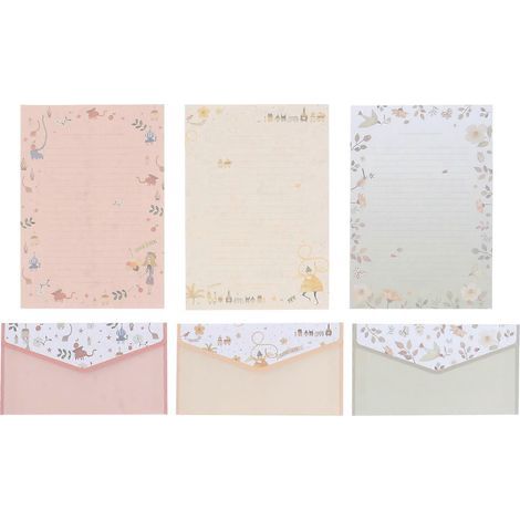 Kit de 5 enveloppes et papiers à lettres imprimés de fleurs, jolis articles de papeterie pour l'école (couleurs assorties).-20.8X14.1 cm (1/3)