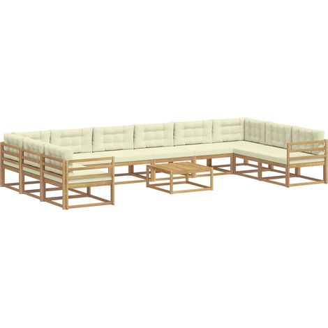 Outdoor Sofa Set with Cushion 11 pcs White and Cream vidaXL (1/5)