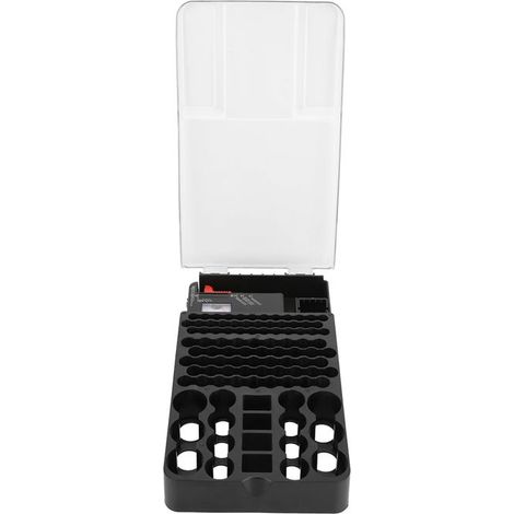 Organizador de baterías de 104 compartimentos con comprobador de baterías tipo puntero. (1/4)