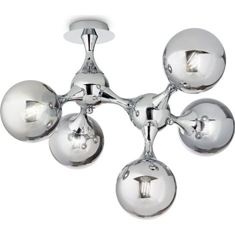 Plafoniera Contemporanea Nodi Metallo Cromo 5 Luci E14