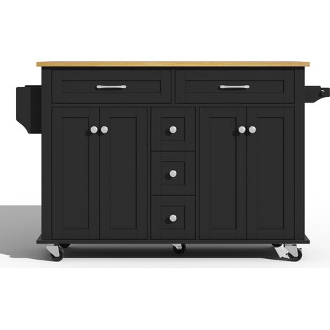 Isola cucina mobile estensibile 140 x 65 x 89 cm con 5 cassetti, vani e ruote (1/5)
