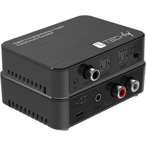 Techly Convertitore Audio da Digitale ad Analogico / da Analogico a Digitale SPDIF Toslink Stereo 3,5" (1/4)