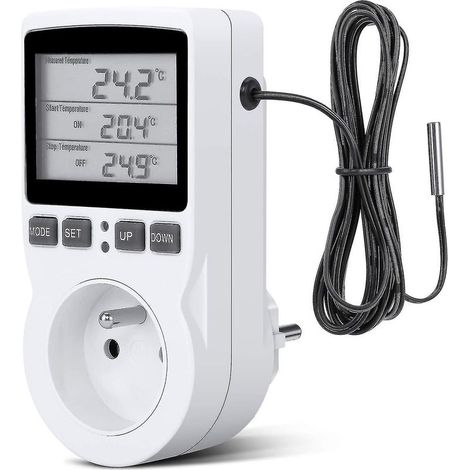Regulateur Température Numérique, Prise Thermostat Chauffage Refroidissement Regulateur De Temperature Lcd, 230v Pour Régulateur Température Ferme à Effet Serre/Thermostat Terrarium(prise) (1/5)