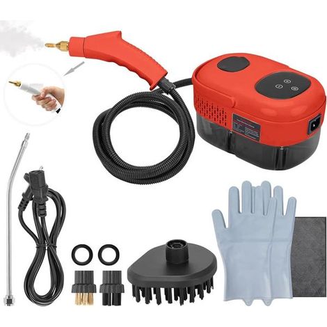 Nettoyeur vapeur, nettoyeur vapeur haute température 2500 W, machine de nettoyage vapeur portable, chauffage rapide en 10 secondes, avec 3 têtes de brosse ( (1/5)